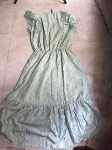 Newme Light Green Embroidered Midi Dress