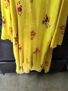 Bright Yellow Kurti with Floral Print