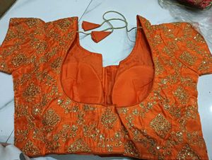 Orange Embellished Blouse