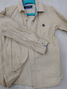 Boys' Beige Dotted Button-Up Shirt