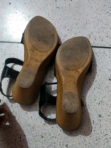 Black Embellished Sandals - Size 7