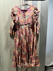Floral Print Ruffled Midi Dress