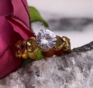 Gold Heart Ring with Stone