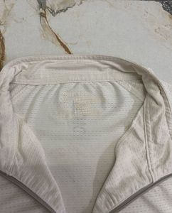 Men's White Half-Zip Pullover Top