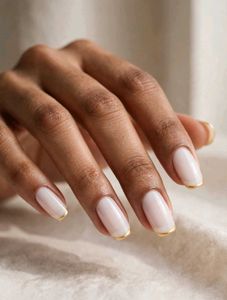 Chic French Manicure with Gold Tips