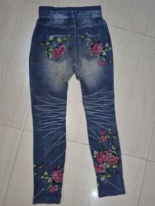 Hand-Painted flowerJeggings