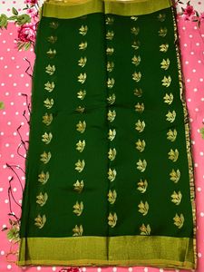 Elegant Green Cotton Silk Saree
