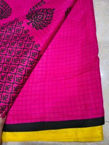 pink and yellow Saree