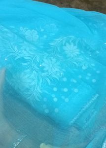 Blue Embroidered Saree with blouse
