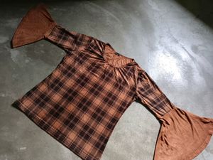 Beautiful Brown And Black Checked Stylish Top