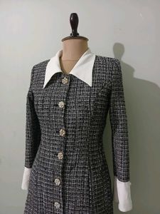 Chic Tweed Button-Up Dress