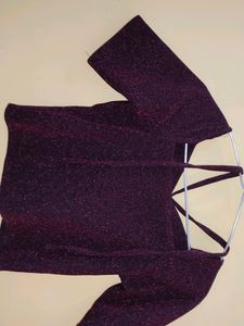 Maroon Deep Sequinned Top
