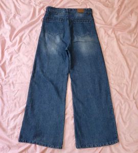 Wide Leg Blue Denim Jeans