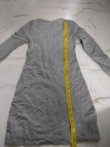 Grey Long Sleeve Mini Dress