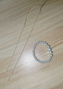 Elegant Pearl Necklace &amp; Bracelet Set