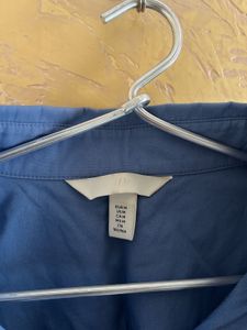 Blue Cropped Button-Up Shirt