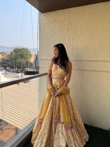 Beautiful Yellow Printed Lehenga Set