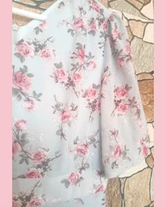 Powder Blue Floral Dress(Weekend sale)