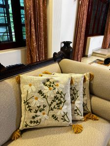 Embroidered Daisy Cushion Cover-2