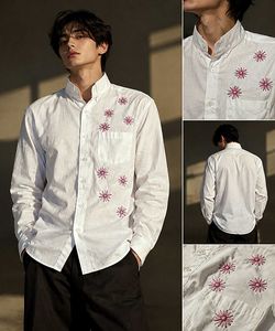 White Embroidered Button-Up Shirt