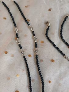 Elegant Black Beaded anklets pair of 2 set