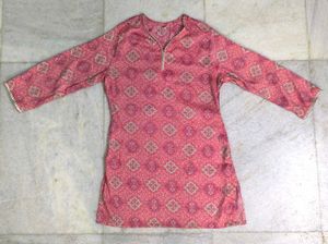 Pink Geometric Print Kurta