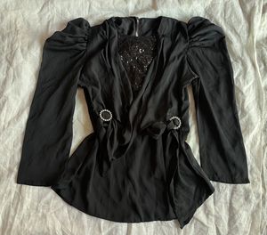 Black Sequin & Embellished Blouse