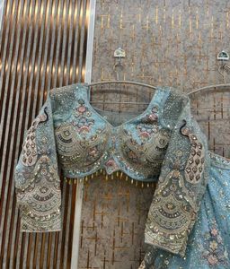 Stunning Blue Embroidered Lehenga Choli Set