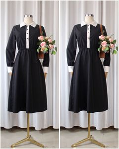 Classic Black & White Collared Midi Dress