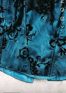 Teal Brocade embroidery Corset