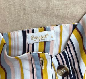 Striped Cami Crop Top with Tie Front
