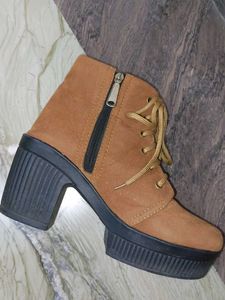 Tan Platform Lace-Up Boots