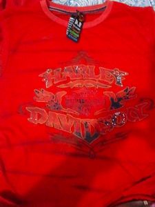 Harley Davidson Red Graphic t-shirt  full sleeve