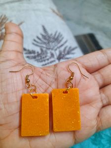 Handmade Orange Resin Earrings