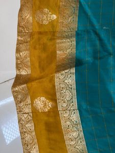 Beautiful Teal Silk Ethnic Skirt with Dupatta