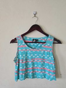 Chic Sleeveless Geometric Print Crop Top