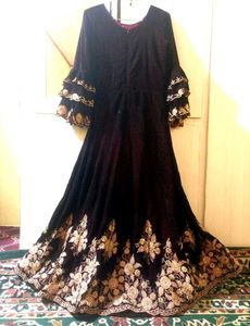 Exquisite Royal Velvet Embroidered Gown