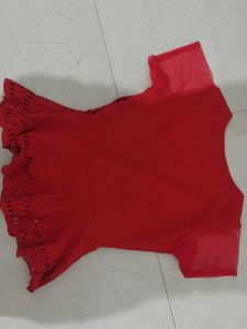 Vibrant Red Peplum Top