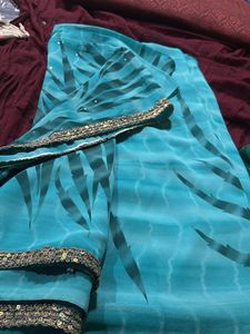 Stunning Blue Saree with Sequins
