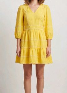 Rareism Yellow Tiered Mini Dress