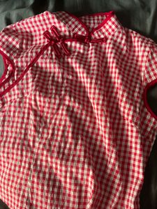 Chinese Red Checkered Cheongsam top