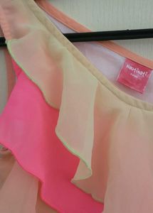 Chiffon Ruffle Dress Material for Girls