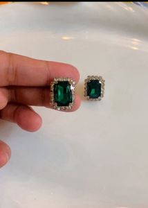 New Emerald Stud Earrings with Rhinestone
