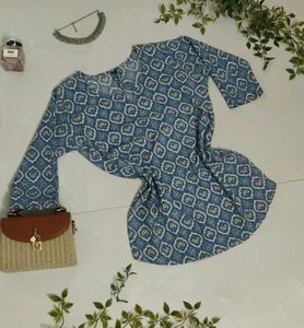Blue Geometric Print Kurta💙✨🤍