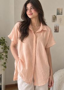 Peach Oversized Button-Up Shirt