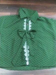 Charming Green Textured top with Bow