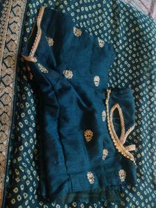 Beautiful Teal Saree with Golden Border