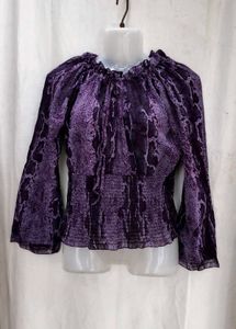 4237. Sheer Purple Snake Print Blouse