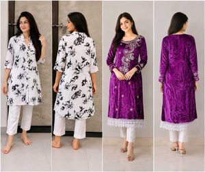 Chic Floral Print Kurta Set of 2