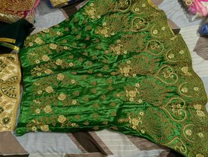 Elegant Green Embroidered Lehenga Skirt